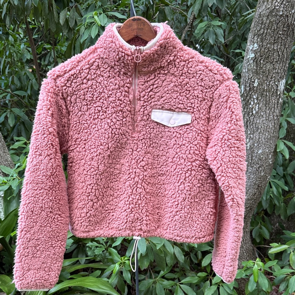 Aeropostale Women's Pink Sherpa Quarter Zip